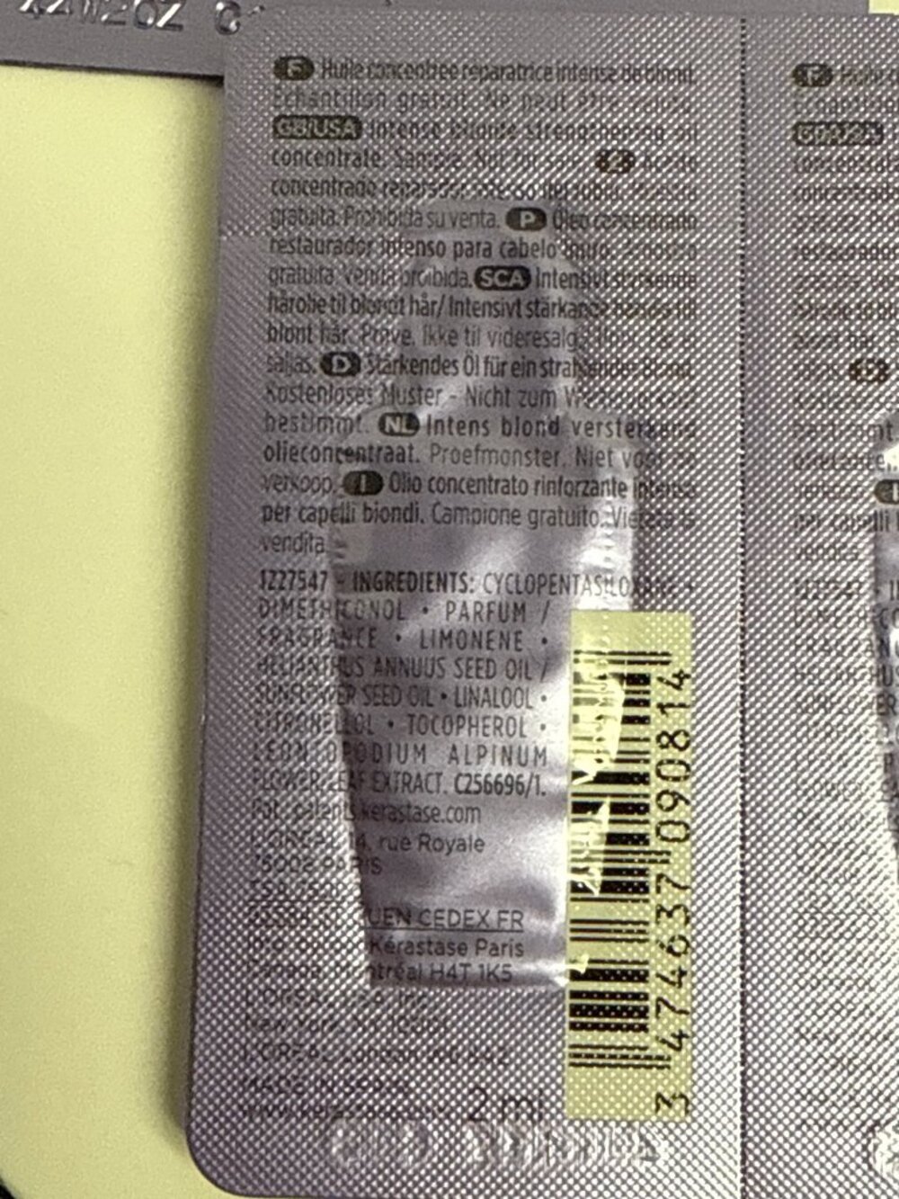 Kérastase Blond Absolu Huile Cicaextreme Hair Oil Samples Lot of 8 Foils NEW - Picture 3 of 3